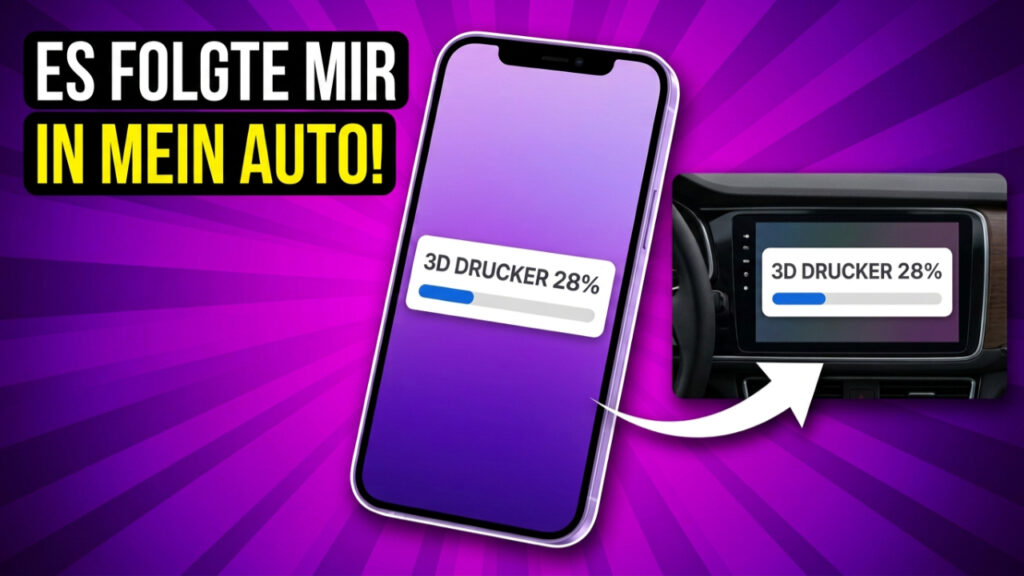 Mein 3D Drucker Status folgte mir bis ins Auto